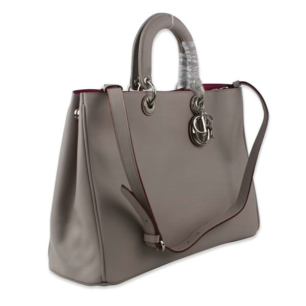 Christian Dior diorissimo original calfskin leather bag 44373 grey&purple - Click Image to Close